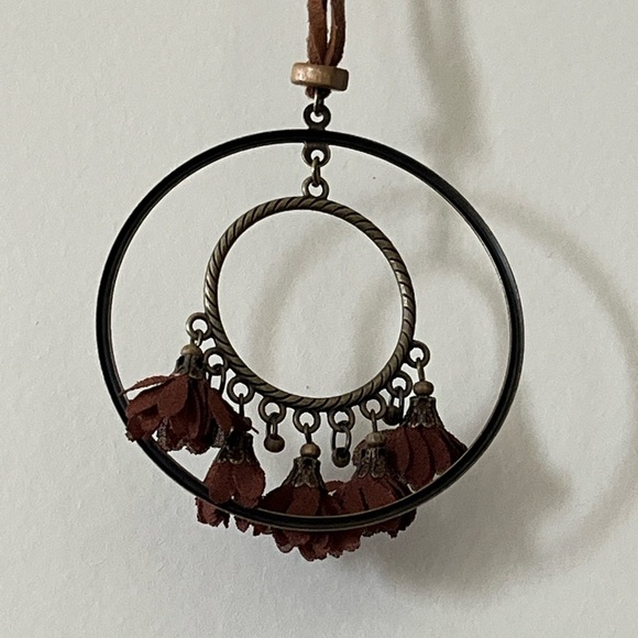 3 Necklaces, Boho Style, Metal with Tassels, Faux Leather Strap - Picture 9 of 10